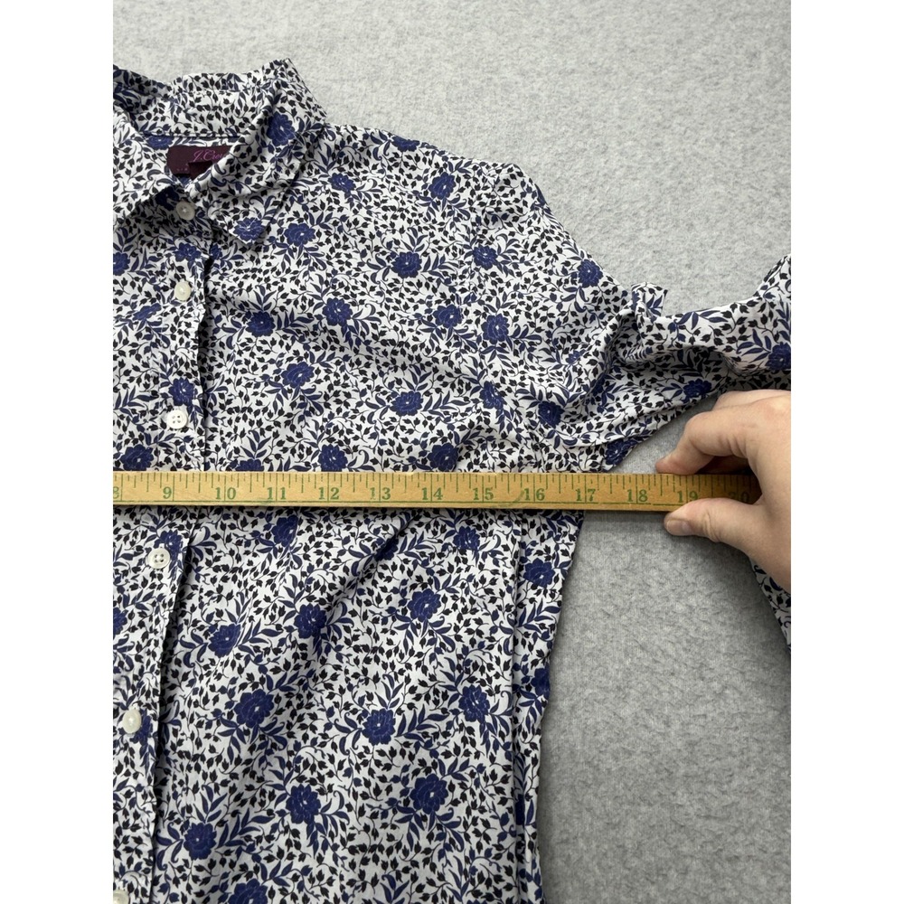J‎ Crew Liberty Fabric Shirt Womens 2 White Blue Floral Button Up Cotton Blouse - Picture 4 of 7